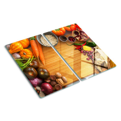 Tagliere in vetro temperato Tema di frutta e verdura