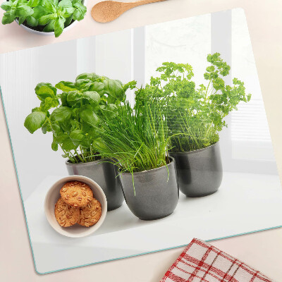 Tagliere in vetro temperato Erbe aromatiche in vaso