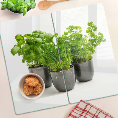 Tagliere in vetro temperato Erbe aromatiche in vaso