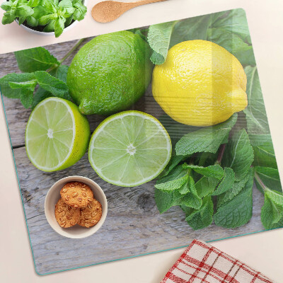 Tagliere in vetro Limoni e lime alla menta