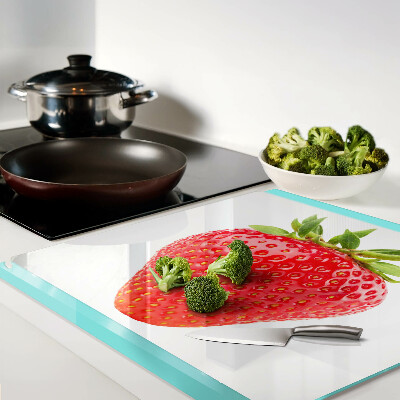 Tagliere in vetro Fragola su sfondo bianco