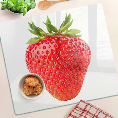 Tagliere in vetro Fragola su sfondo bianco