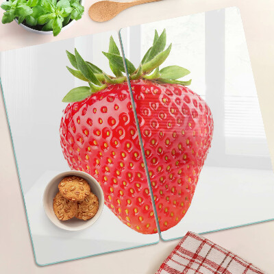 Tagliere in vetro Fragola su sfondo bianco