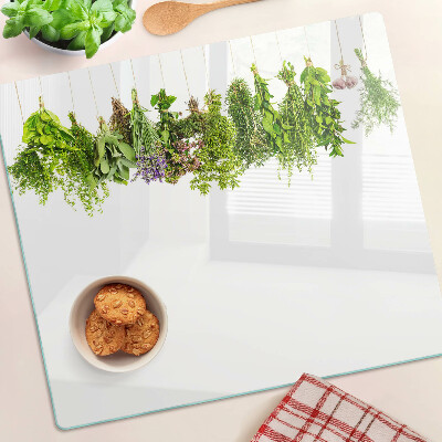 Tagliere in vetro temperato Erbe aromatiche in vasi sospesi