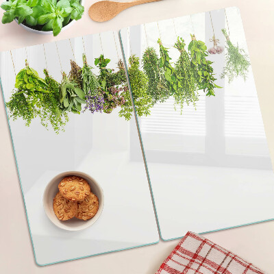 Tagliere in vetro temperato Erbe aromatiche in vasi sospesi