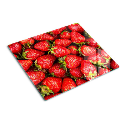 Tagliere in vetro Fragole su sfondo rosso