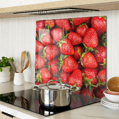 Tagliere in vetro Fragole su sfondo rosso