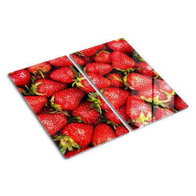 Tagliere in vetro Fragole su sfondo rosso