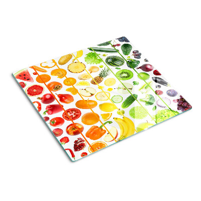 Tagliere in vetro temperato Frutta e verdura nei colori dell'arcobaleno