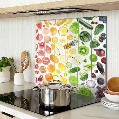 Tagliere in vetro temperato Frutta e verdura nei colori dell'arcobaleno