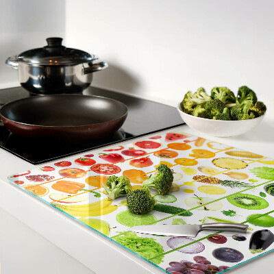 Tagliere in vetro temperato Frutta e verdura nei colori dell'arcobaleno