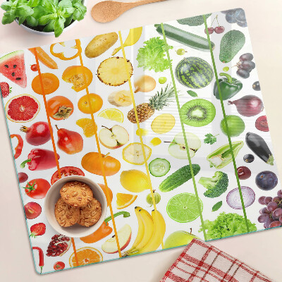 Tagliere in vetro temperato Frutta e verdura nei colori dell'arcobaleno