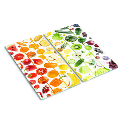Tagliere in vetro temperato Frutta e verdura nei colori dell'arcobaleno