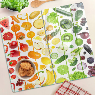 Tagliere in vetro temperato Frutta e verdura nei colori dell'arcobaleno