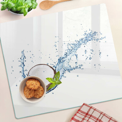 Tagliere in vetro temperato Cocco con acqua e menta