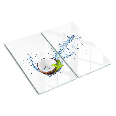 Tagliere in vetro temperato Cocco con acqua e menta