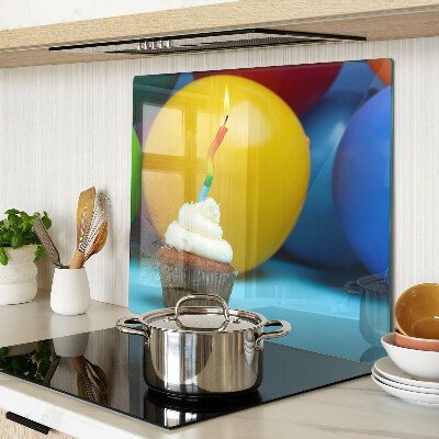 Tagliere in vetro temperato Cupcake di compleanno con palloncini