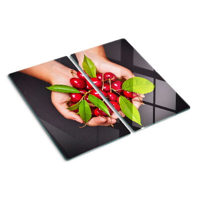 Tagliere in vetro Ciliegie rosse nelle mani