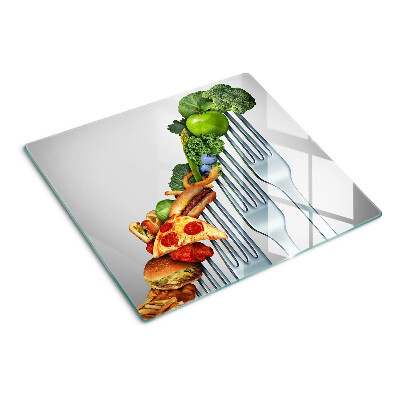 Tagliere in vetro temperato Cibo su una forchetta