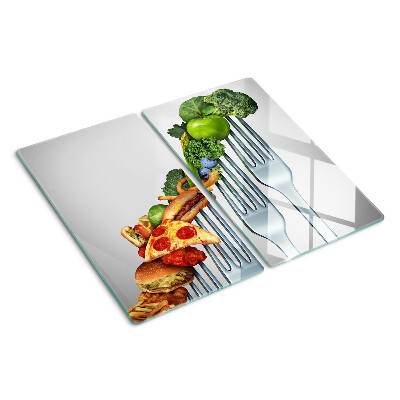 Tagliere in vetro temperato Cibo su una forchetta
