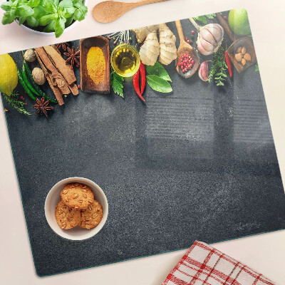 Tagliere in vetro temperato Spezie e ingredienti da cucina