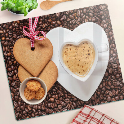 Tagliere in vetro Caffè con cuore e biscotti