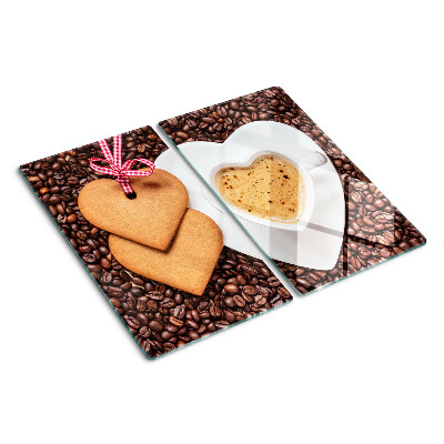 Tagliere in vetro Caffè con cuore e biscotti