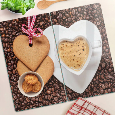 Tagliere in vetro Caffè con cuore e biscotti