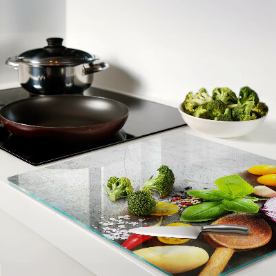 Tagliere in vetro Ingredienti da cucina ed erbe aromatiche