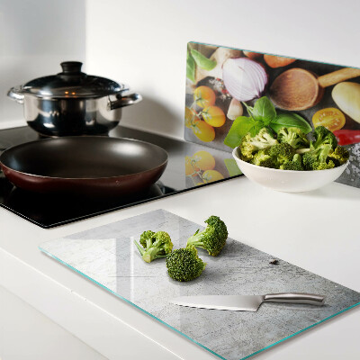 Tagliere in vetro Ingredienti da cucina ed erbe aromatiche