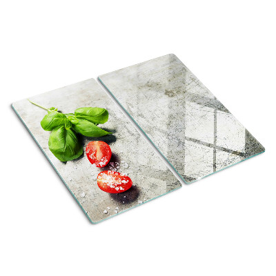 Tagliere in vetro temperato Pomodori con basilico e sale