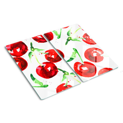 Tagliere in vetro Ciliegie rosse su sfondo bianco