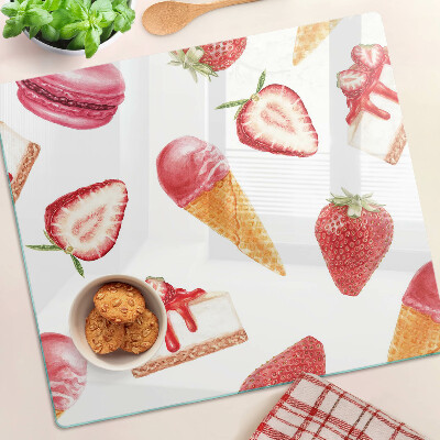Tagliere in vetro Gelato e fragole