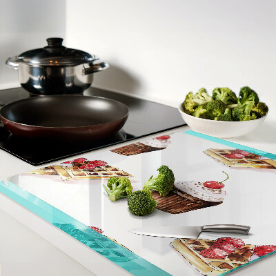 Tagliere in vetro Waffle e cupcakes con ciliegie