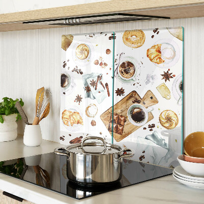 Tagliere in vetro temperato Delizie al caffè e prodotti da forno