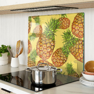 Tagliere in vetro temperato Ananas su sfondo giallo