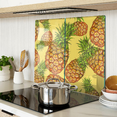 Tagliere in vetro temperato Ananas su sfondo giallo