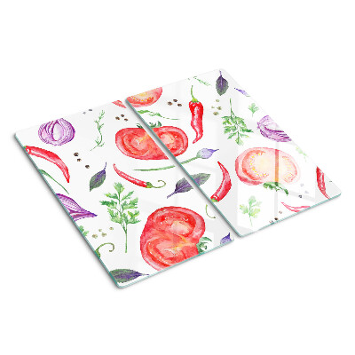 Tagliere in vetro Accenti vegetali in acquerello