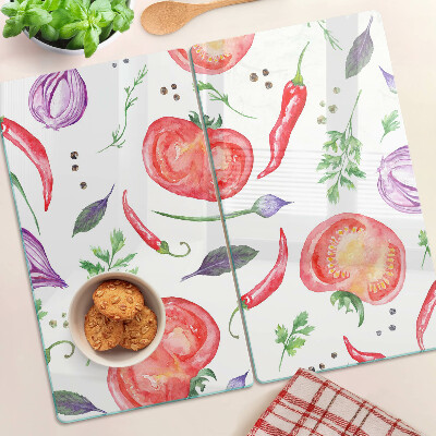 Tagliere in vetro Accenti vegetali in acquerello