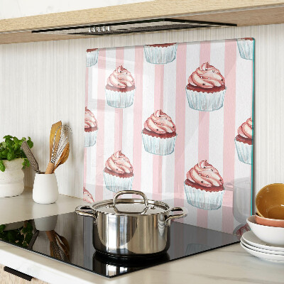 Tagliere in vetro temperato Cupcakes a strisce rosa