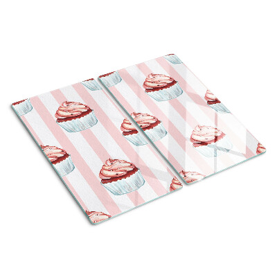 Tagliere in vetro temperato Cupcakes a strisce rosa