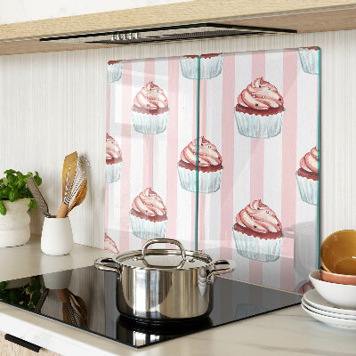 Tagliere in vetro temperato Cupcakes a strisce rosa