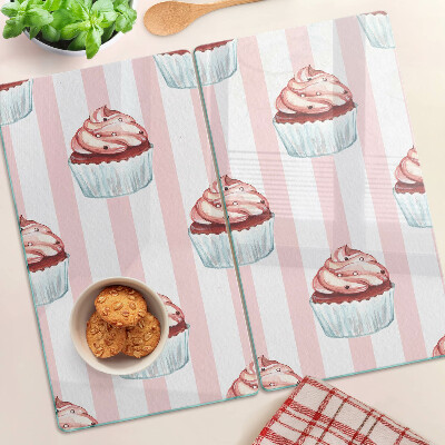 Tagliere in vetro temperato Cupcakes a strisce rosa