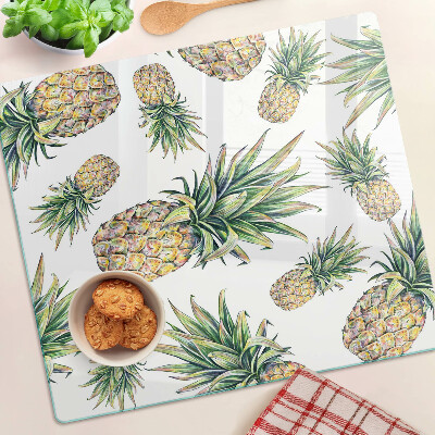 Tagliere in vetro Ananas su sfondo bianco
