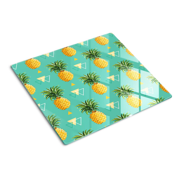 Tagliere in vetro Ananas su sfondo turchese