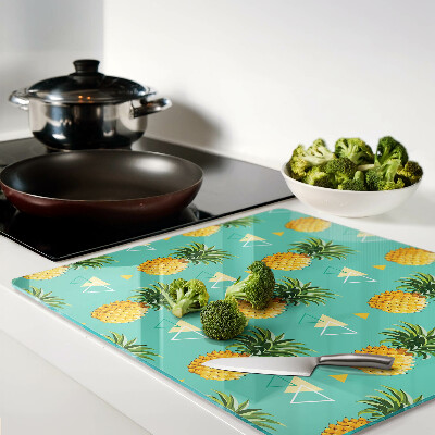 Tagliere in vetro Ananas su sfondo turchese