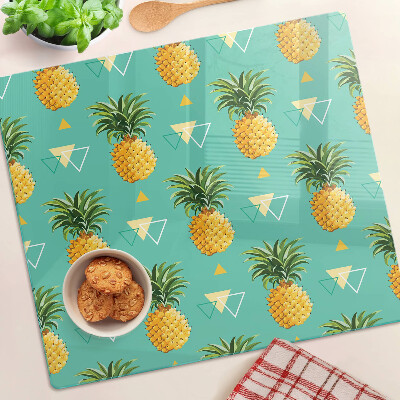 Tagliere in vetro Ananas su sfondo turchese