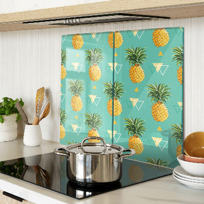 Tagliere in vetro Ananas su sfondo turchese