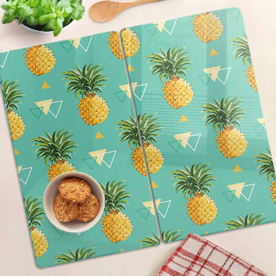 Tagliere in vetro Ananas su sfondo turchese