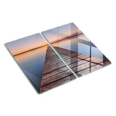 Tagliere in vetro Molo sul lago al tramonto